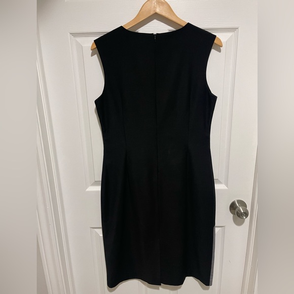 Tension black grey modern minimalist dress wool Rayon career casual midi geo 12 - Picture 3 of 6